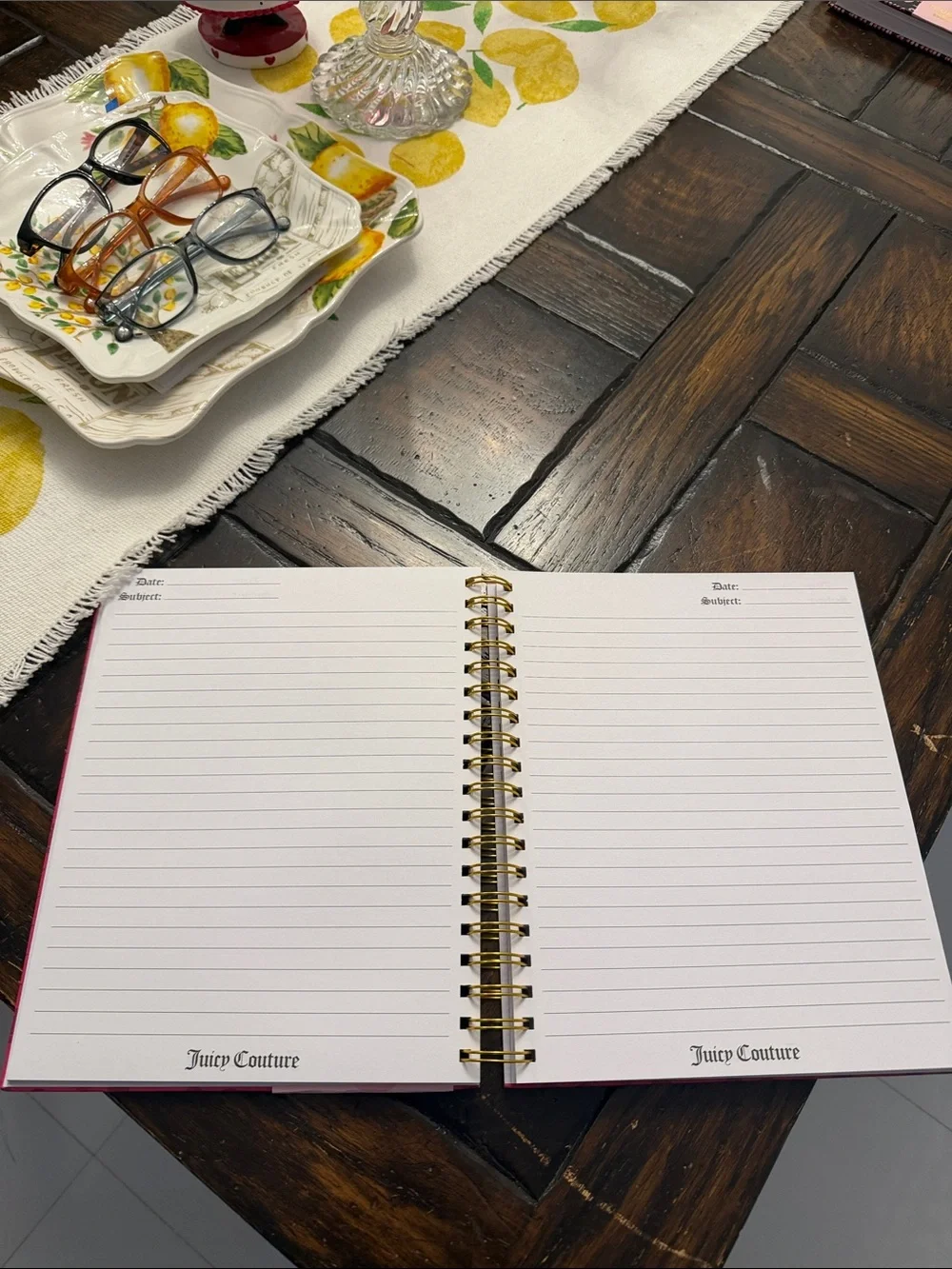 Juicy Couture Pink Spiral Journal with Gold Heart Pen
